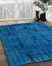 Abstract Blue Persian Rug in Family Room, abs4364