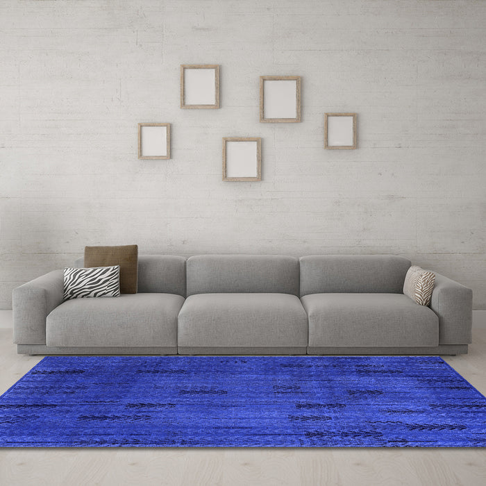 Machine Washable Persian Blue Bohemian Rug in a Living Room, wshabs4364blu
