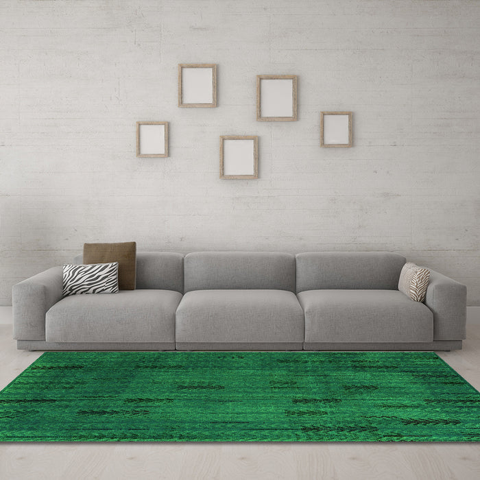 Machine Washable Persian Green Bohemian Area Rugs in a Living Room,, wshabs4364grn
