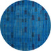 Round Machine Washable Abstract Blue Rug, wshabs4364