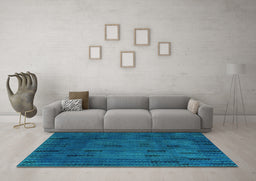 Machine Washable Persian Turquoise Bohemian Area Rugs in a Living Room,, wshabs4364turq