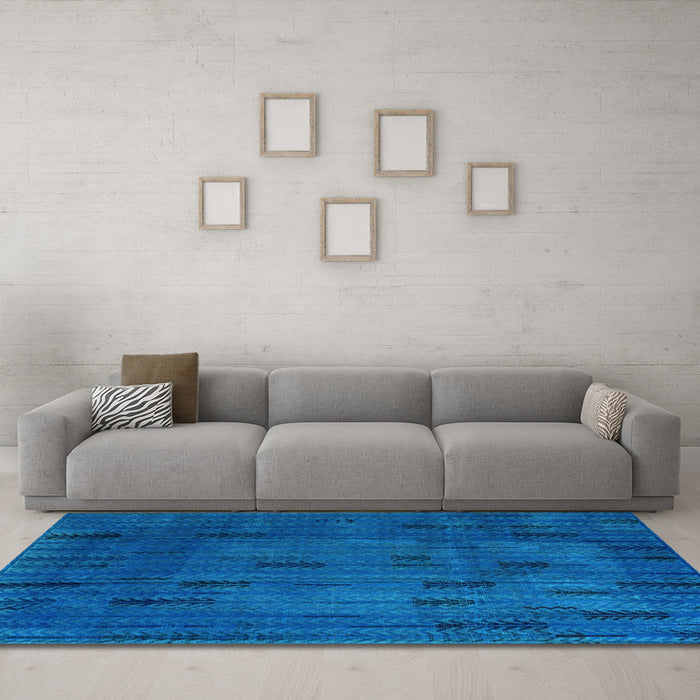 Machine Washable Persian Light Blue Bohemian Rug in a Living Room, wshabs4364lblu