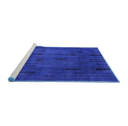 Sideview of Machine Washable Persian Blue Bohemian Rug, wshabs4364blu