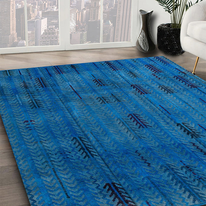 Machine Washable Abstract Blue Rug in a Family Room, wshabs4364