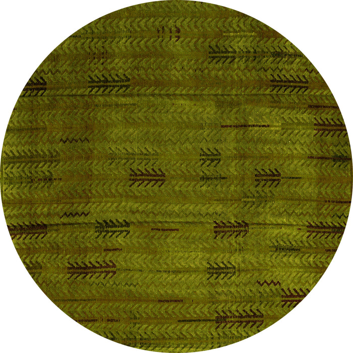 Round Machine Washable Persian Yellow Bohemian Rug, wshabs4364yw