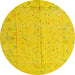 Round Machine Washable Abstract Deep Yellow Rug, wshabs4365