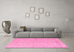Machine Washable Abstract Purple Modern Area Rugs in a Living Room, wshabs4365pur