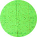 Round Machine Washable Abstract Green Modern Area Rugs, wshabs4365grn