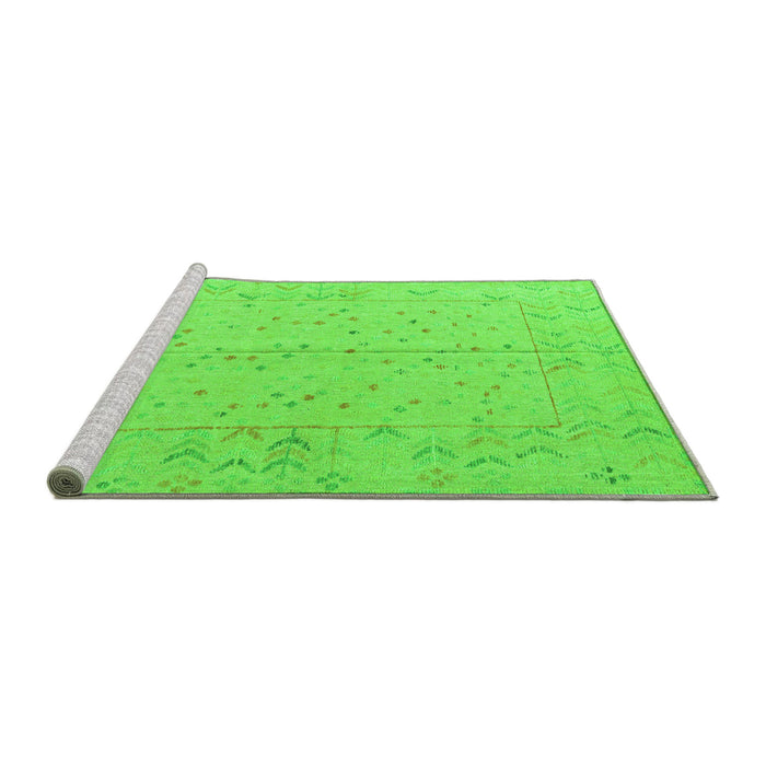 Sideview of Machine Washable Abstract Green Modern Area Rugs, wshabs4365grn