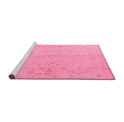 Sideview of Machine Washable Abstract Pink Modern Rug, wshabs4365pnk