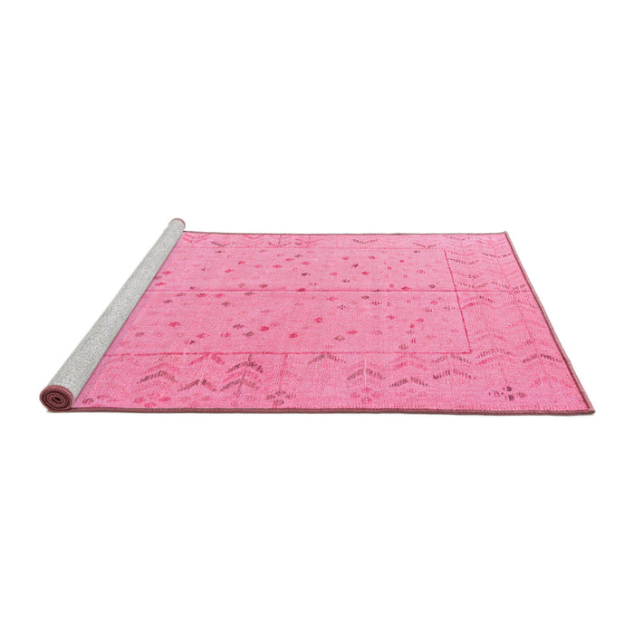 Sideview of Machine Washable Abstract Pink Modern Rug, wshabs4365pnk