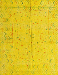 Machine Washable Abstract Deep Yellow Rug, wshabs4365