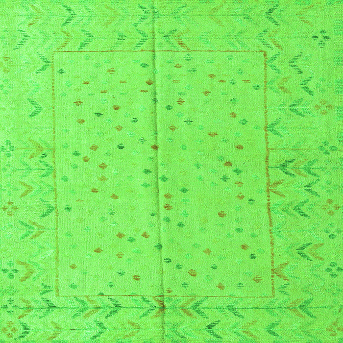 Square Machine Washable Abstract Green Modern Area Rugs, wshabs4365grn