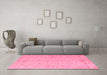 Machine Washable Abstract Pink Modern Rug in a Living Room, wshabs4365pnk