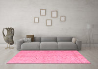 Machine Washable Abstract Pink Modern Rug, wshabs4365pnk