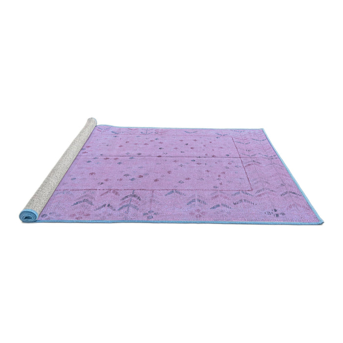 Sideview of Machine Washable Abstract Blue Modern Rug, wshabs4365blu