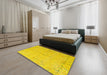 Abstract Deep Yellow Modern Rug in a Bedroom, abs4365