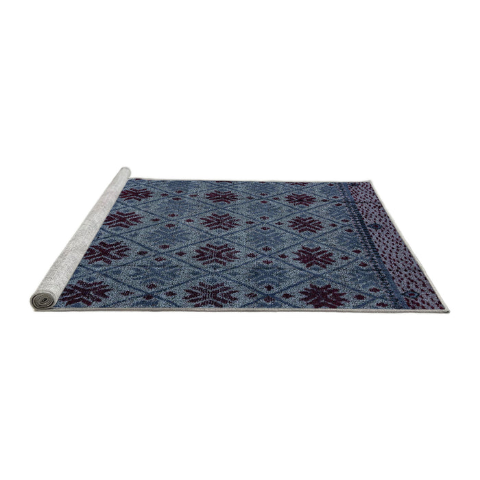Sideview of Machine Washable Abstract Slate Blue Grey Blue Rug, wshabs4366
