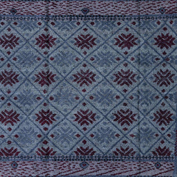 Square Machine Washable Abstract Slate Blue Grey Blue Rug, wshabs4366