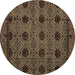 Round Machine Washable Abstract Brown Modern Rug, wshabs4366brn