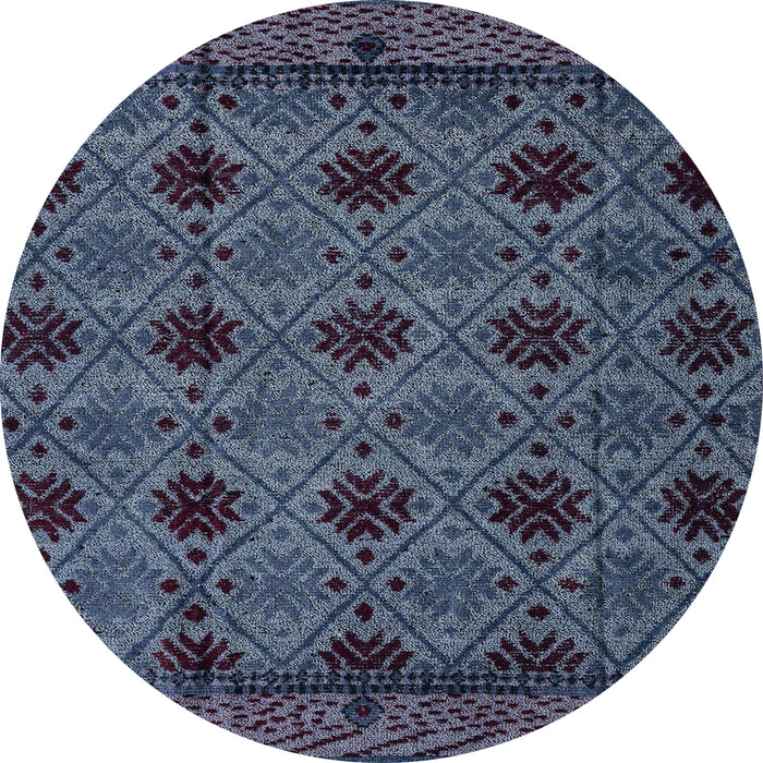 Round Machine Washable Abstract Slate Blue Grey Blue Rug, wshabs4366
