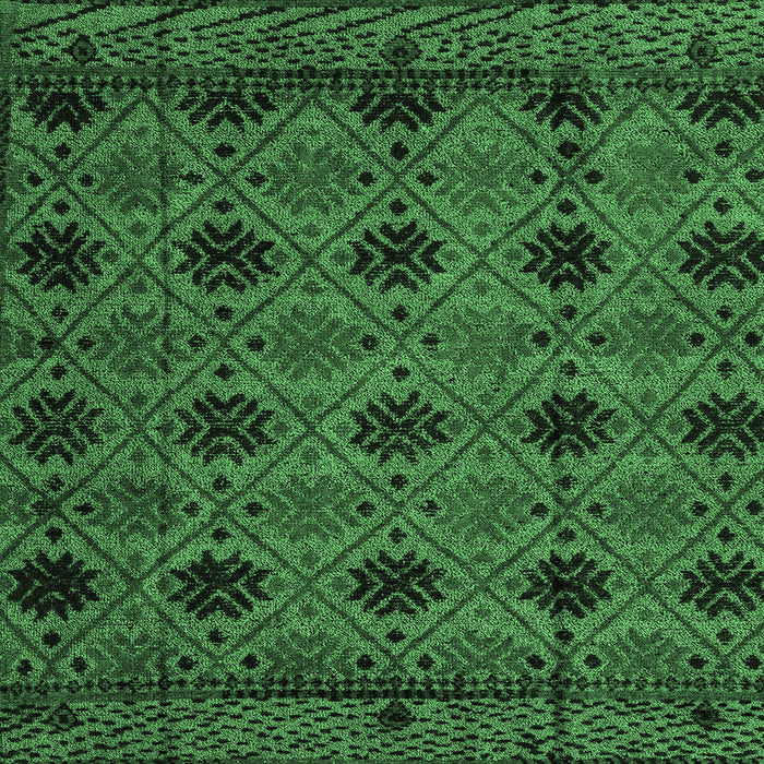 Square Machine Washable Abstract Emerald Green Modern Area Rugs, wshabs4366emgrn
