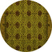 Round Abstract Yellow Modern Rug, abs4366yw