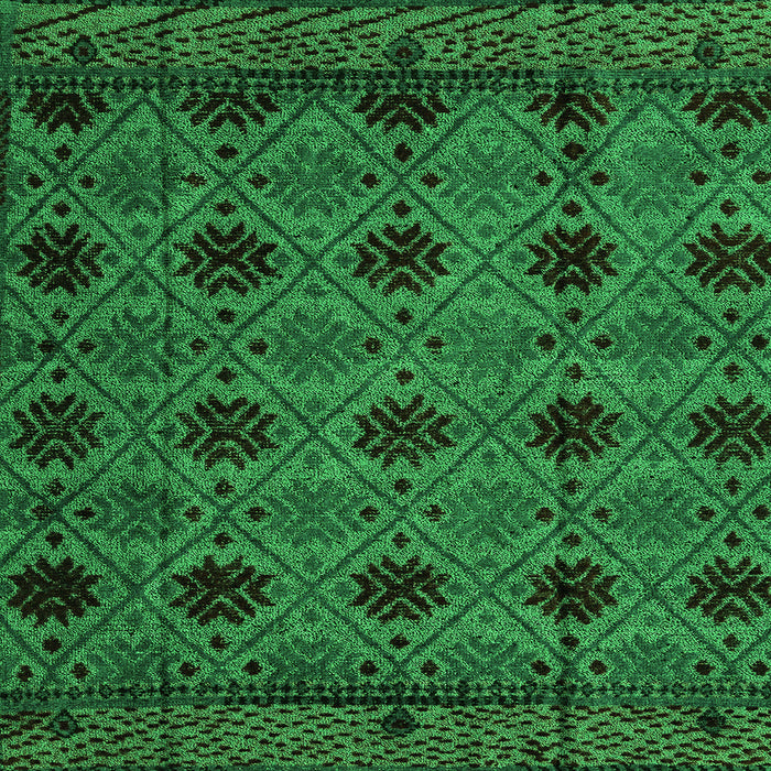 Square Abstract Green Modern Rug, abs4366grn
