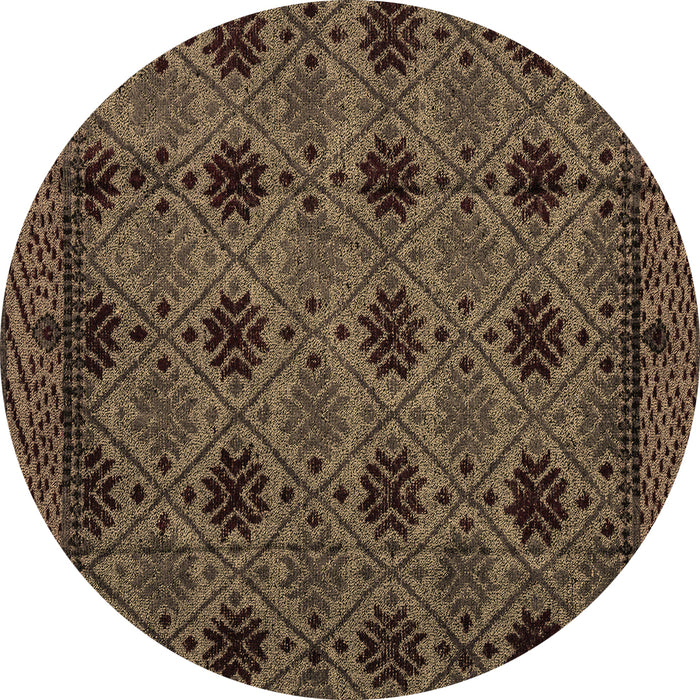 Round Abstract Brown Modern Rug, abs4366brn