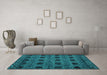 Machine Washable Abstract Turquoise Modern Area Rugs in a Living Room,, wshabs4366turq