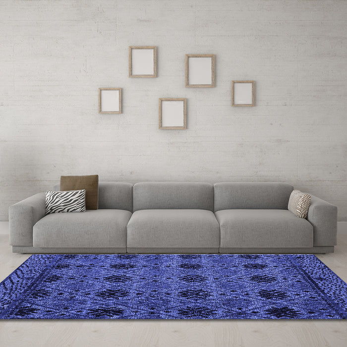 Machine Washable Abstract Blue Modern Rug in a Living Room, wshabs4366blu