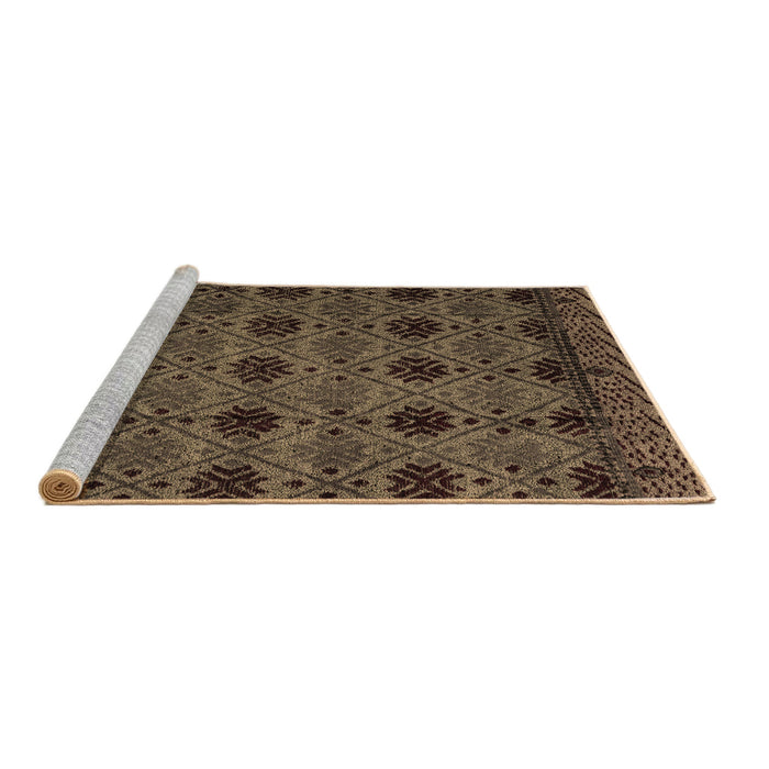 Sideview of Machine Washable Abstract Brown Modern Rug, wshabs4366brn