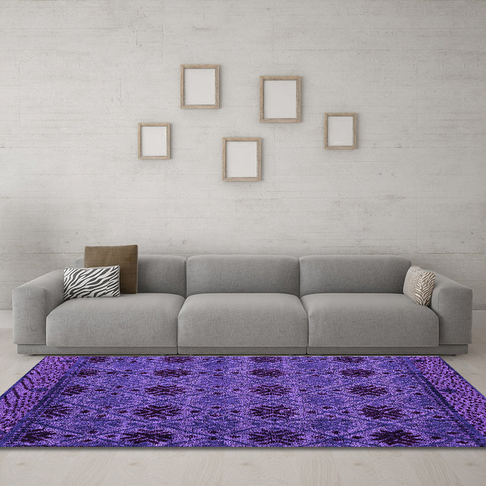 Machine Washable Abstract Purple Modern Area Rugs in a Living Room, wshabs4366pur