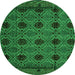 Round Machine Washable Abstract Green Modern Area Rugs, wshabs4366grn