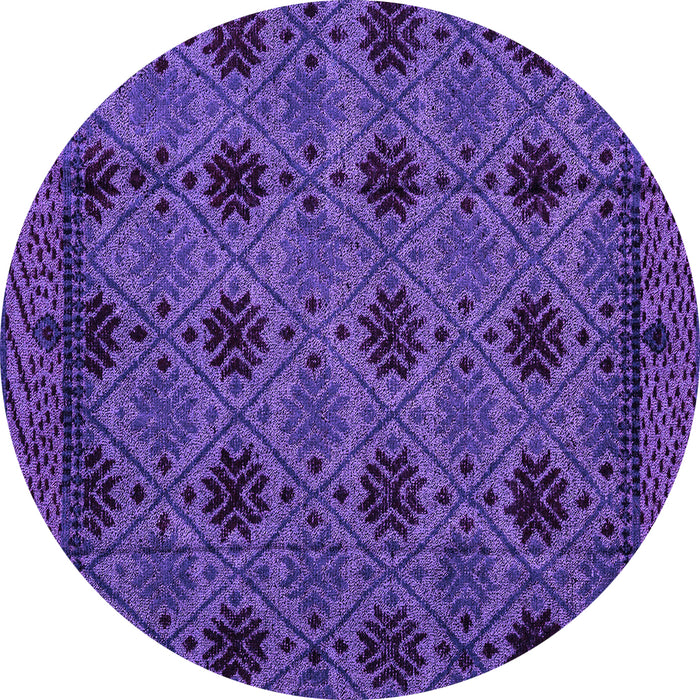 Round Abstract Purple Modern Rug, abs4366pur