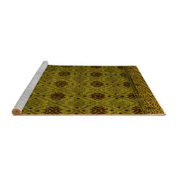 Sideview of Machine Washable Abstract Yellow Modern Rug, wshabs4366yw