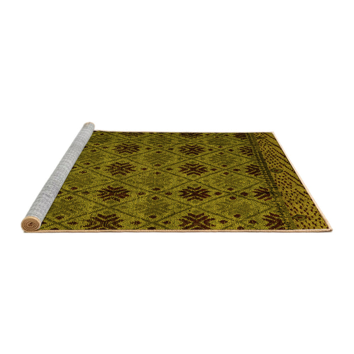 Sideview of Machine Washable Abstract Yellow Modern Rug, wshabs4366yw