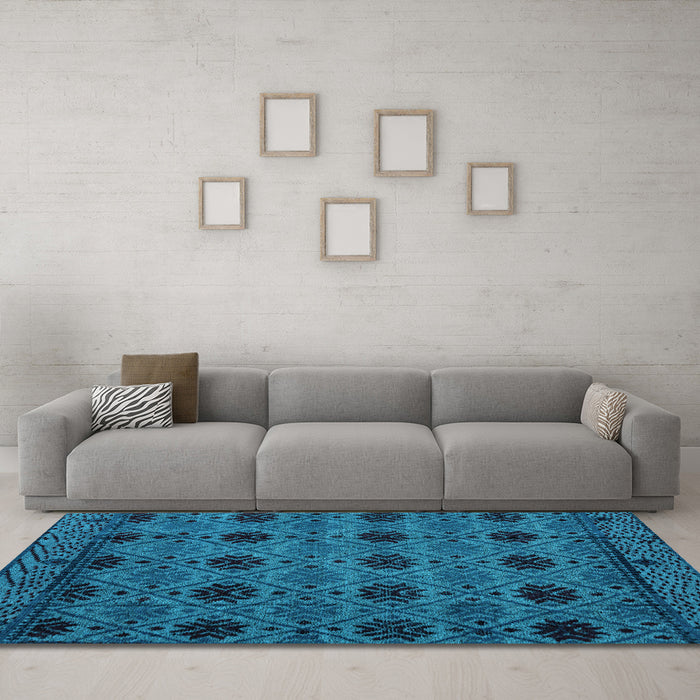 Machine Washable Abstract Light Blue Modern Rug in a Living Room, wshabs4366lblu