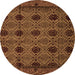 Round Machine Washable Abstract Orange Modern Area Rugs, wshabs4366org