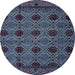 Round Abstract Slate Blue Grey Modern Rug, abs4366