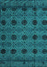 Machine Washable Abstract Turquoise Modern Area Rugs, wshabs4366turq