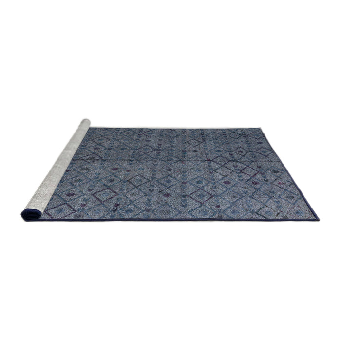 Sideview of Machine Washable Abstract Slate Blue Grey Blue Rug, wshabs4367