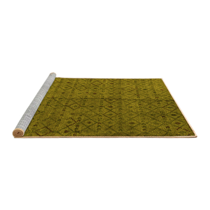 Sideview of Machine Washable Abstract Yellow Modern Rug, wshabs4367yw