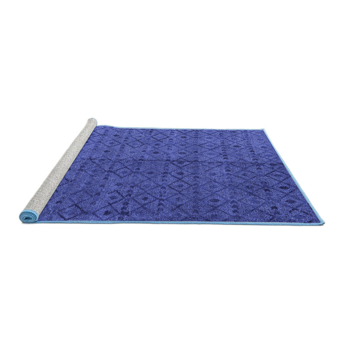 Sideview of Machine Washable Abstract Blue Modern Rug, wshabs4367blu