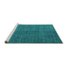 Sideview of Machine Washable Abstract Turquoise Modern Area Rugs, wshabs4367turq