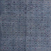 Square Machine Washable Abstract Slate Blue Grey Blue Rug, wshabs4367