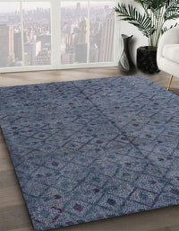 Abstract Slate Blue Grey Modern Rug, abs4367