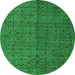 Round Abstract Green Modern Rug, abs4367grn