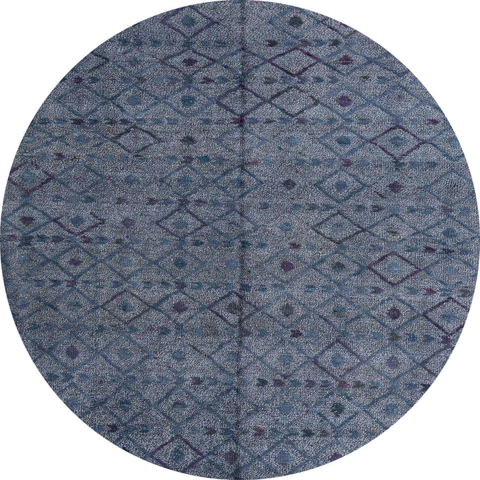Round Machine Washable Abstract Slate Blue Grey Blue Rug, wshabs4367