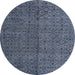 Round Machine Washable Abstract Slate Blue Grey Blue Rug, wshabs4367